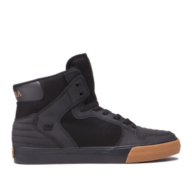 Supra Mens VAIDER Black/Black/gum High Top Shoes | CA-54060